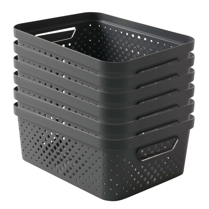 sundis Lot de 6 paniers de rangement en plastique 10l PIXEL - gris