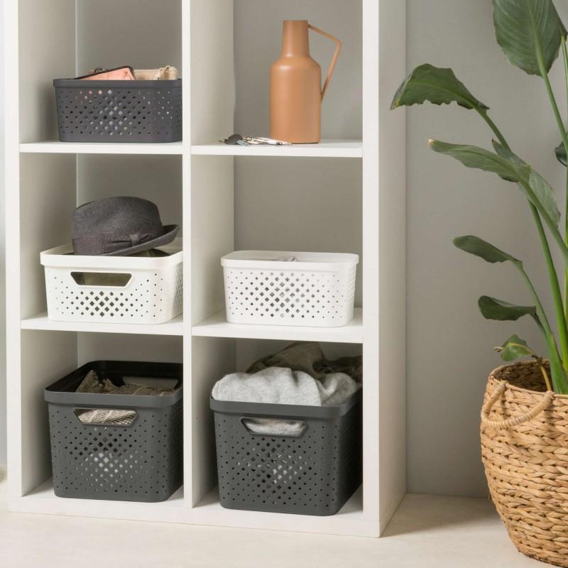 Sundis Lot De 6 Paniers De Rangement En Plastique 16l PIXEL - Gris