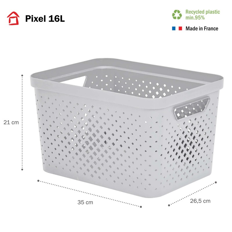 Sundis Lot De 6 Paniers De Rangement En Plastique 16l PIXEL - Blanc Cassé
