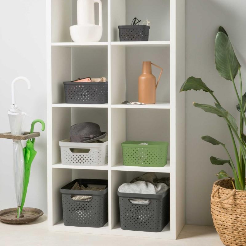 Sundis Lot De 6 Paniers De Rangement En Plastique 16l PIXEL - Blanc Cassé