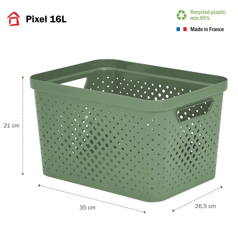 Sundis Lot De 6 Paniers De Rangement En Plastique 16l PIXEL - Vert Sauge
