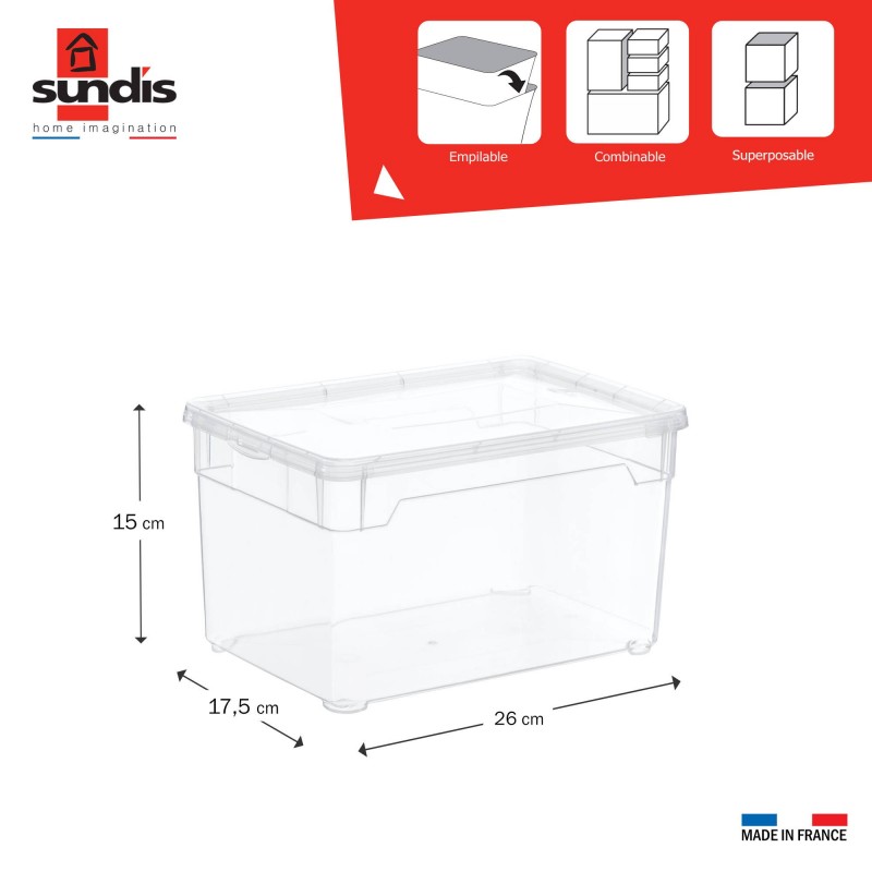 Sundis Lot De 6 Petites Boîtes De Rangement En Plastique Transparent 5L Avec Couvercle CLEAR BOX