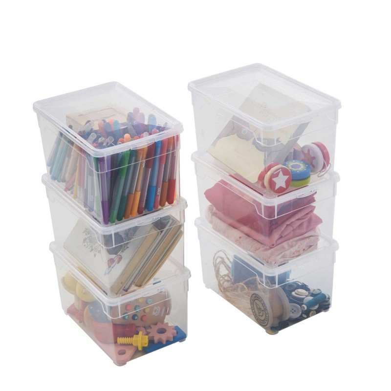 sundis Lot de 6 petites boîtes de rangement en plastique transparent 5L avec couvercle CLEAR BOX