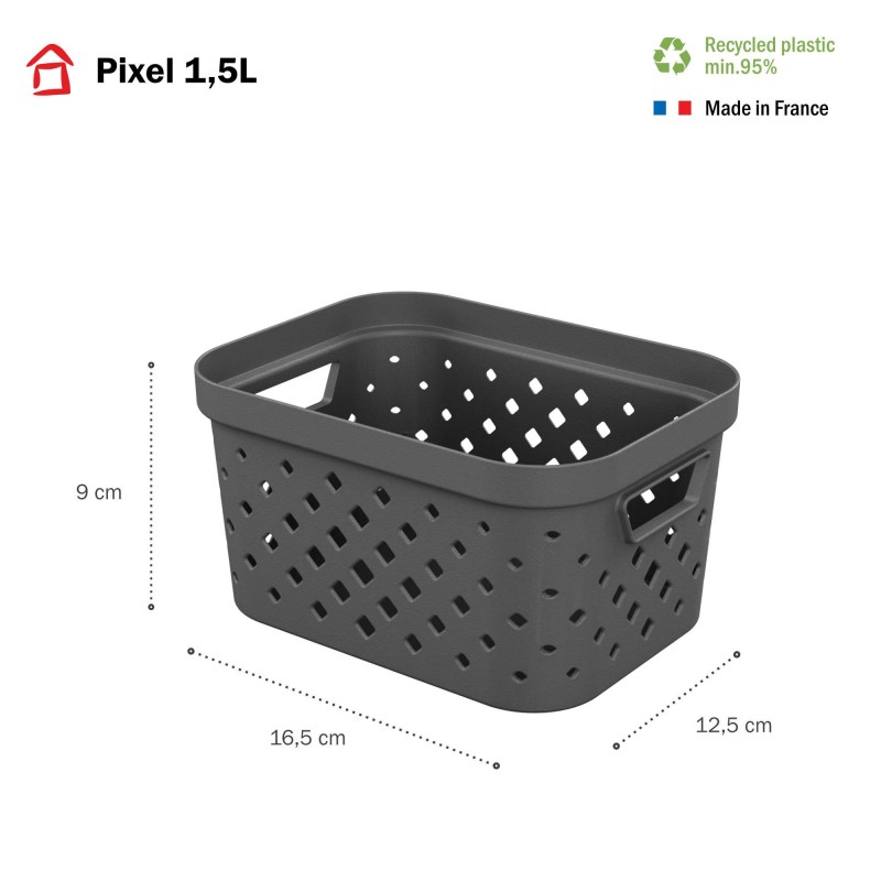 Sundis Lot De 7 Paniers De Rangement En Plastique 1 5l PIXEL - Gris