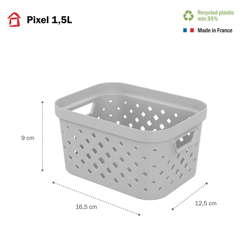 Sundis Lot De 7 Paniers De Rangement En Plastique 1 5l PIXEL - Blanc Cassé
