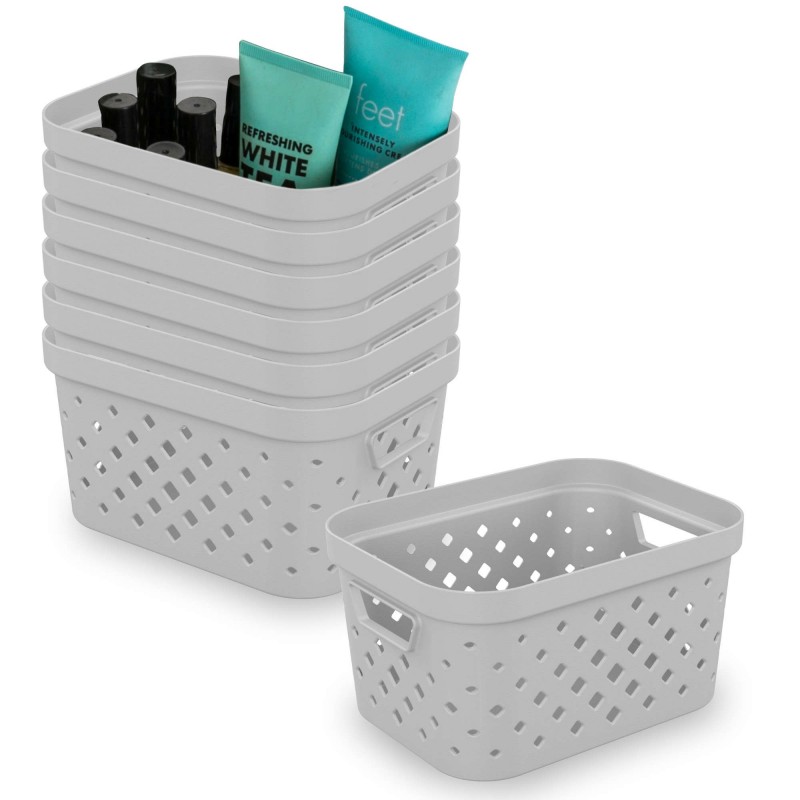 sundis Lot de 7 paniers de rangement en plastique 1 5l PIXEL - blanc cassé