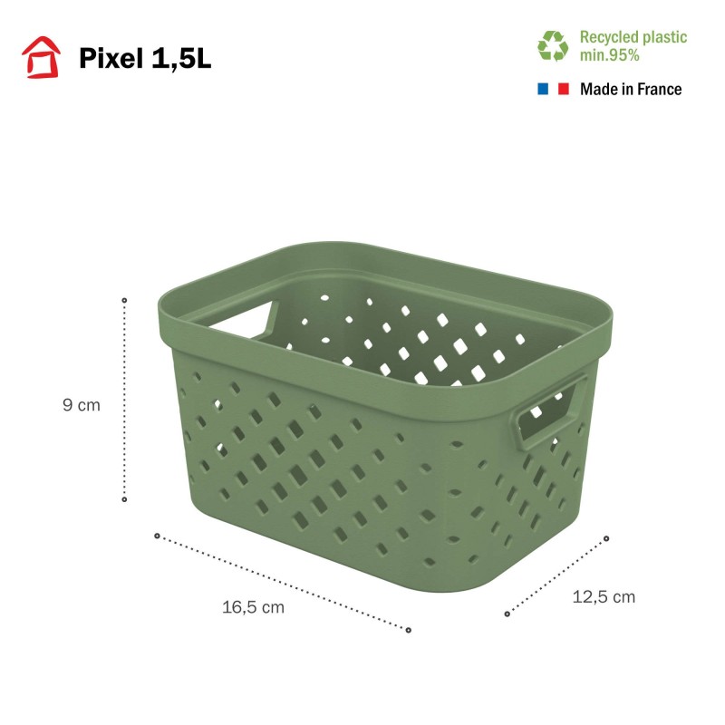 Sundis Lot De 7 Paniers De Rangement En Plastique 1 5l PIXEL - Vert Sauge