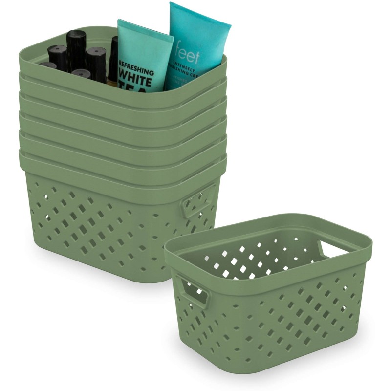 sundis Lot de 7 paniers de rangement en plastique 1 5l PIXEL - vert sauge