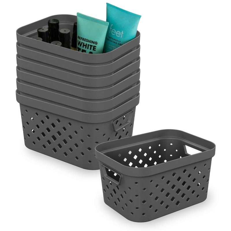 sundis Lot de 7 paniers de rangement en plastique 1 5l PIXEL - gris