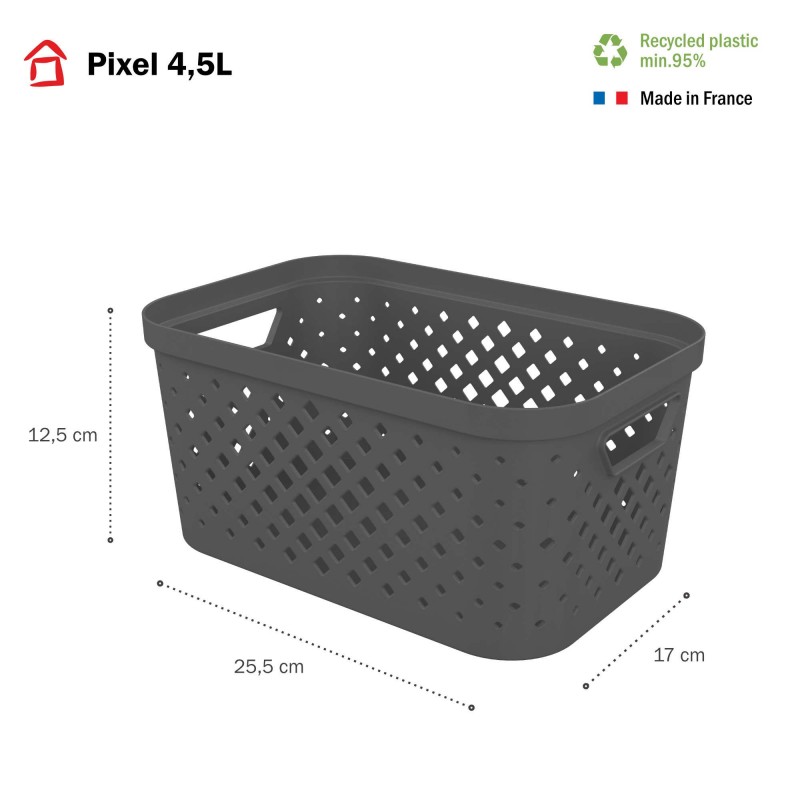 Sundis Lot De 8 Paniers De Rangement En Plastique 4 5l PIXEL - Gris