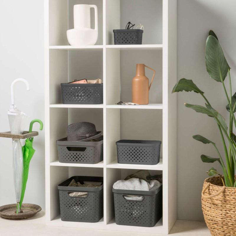 Sundis Lot De 8 Paniers De Rangement En Plastique 4 5l PIXEL - Gris