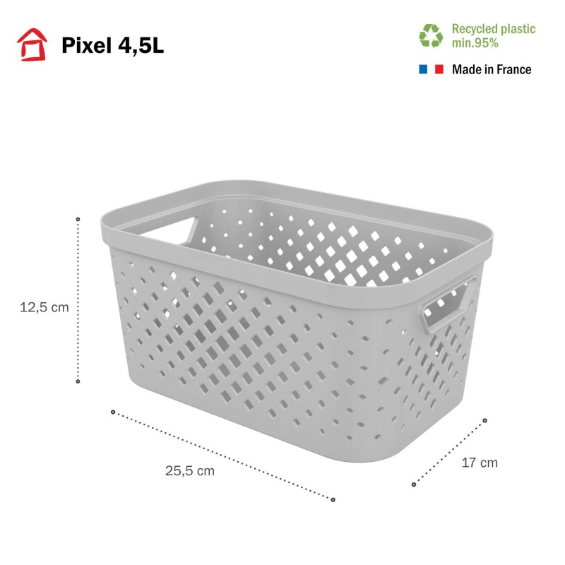 Sundis Lot De 8 Paniers De Rangement En Plastique 4 5l PIXEL - Blanc Cassé