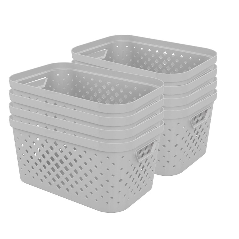 sundis Lot de 8 paniers de rangement en plastique 4 5l PIXEL - blanc cassé