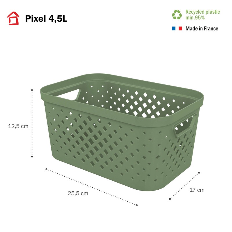 Sundis Lot De 8 Paniers De Rangement En Plastique 4 5l PIXEL - Vert Sauge