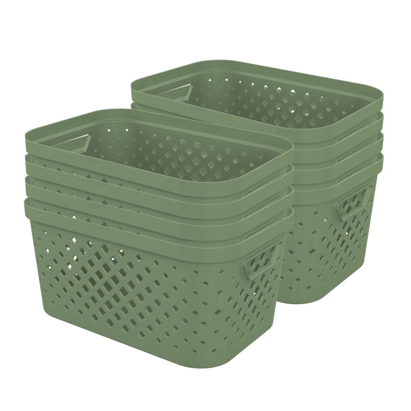 sundis Lot de 8 paniers de rangement en plastique 4 5l PIXEL - vert sauge