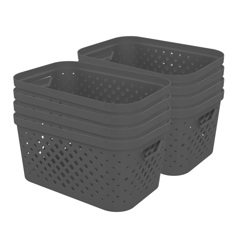 sundis Lot de 8 paniers de rangement en plastique 4 5l PIXEL - gris