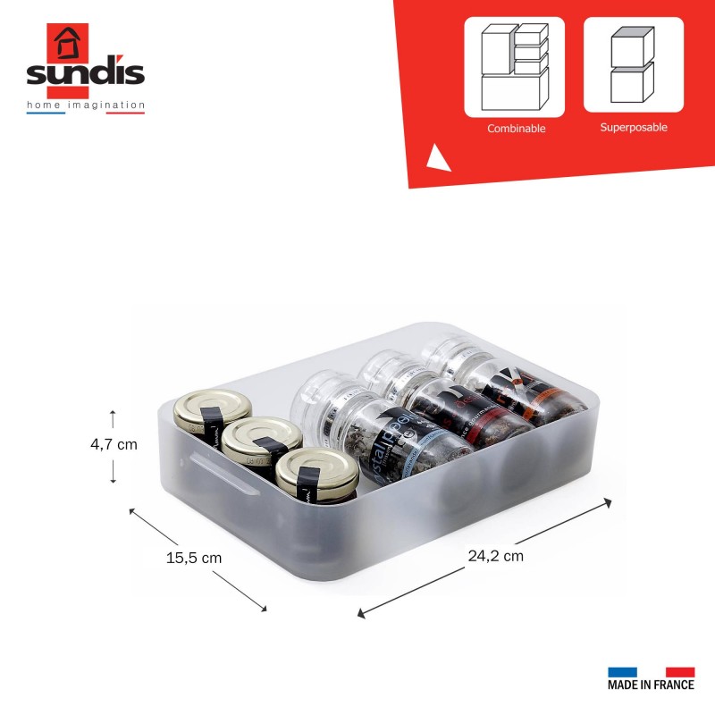 Sundis Lot De 8 Petites Boîtes De Rangement En Plastique Transparent Format A5 PURE BOX