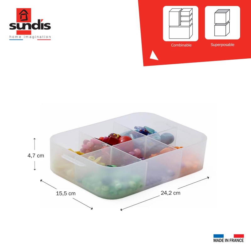 Sundis Lot De 8 Petites Boîtes De Rangement En Plastique Transparent Format A5 Avec Séparateurs Pure Box