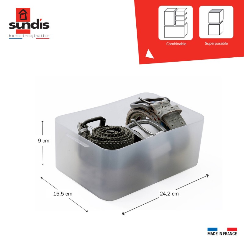 Sundis Lot De 8 Petites Boîtes De Rangement En Plastique Transparent Format A5 PURE BOX