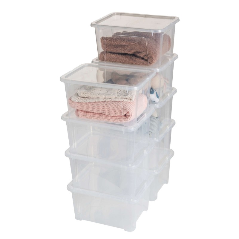 sundis Lot de 9 boîtes de rangement en plastique transparent 24L avec couvercle VIEW BOX