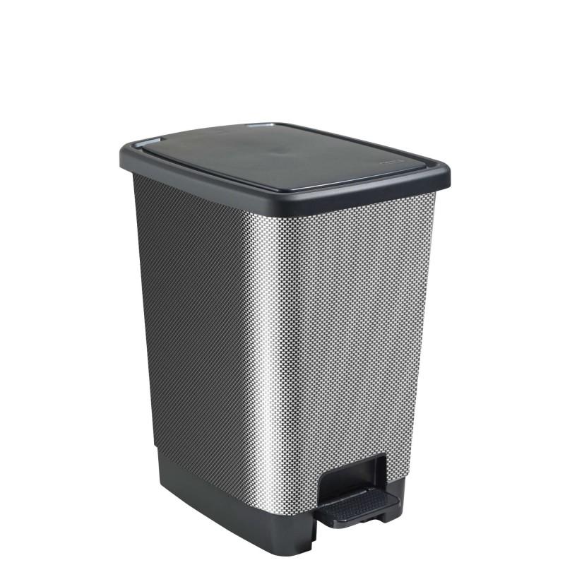sundis Poubelle à pédale 30 litres rectangulaire en plastique recyclé COVER BIN - carbone