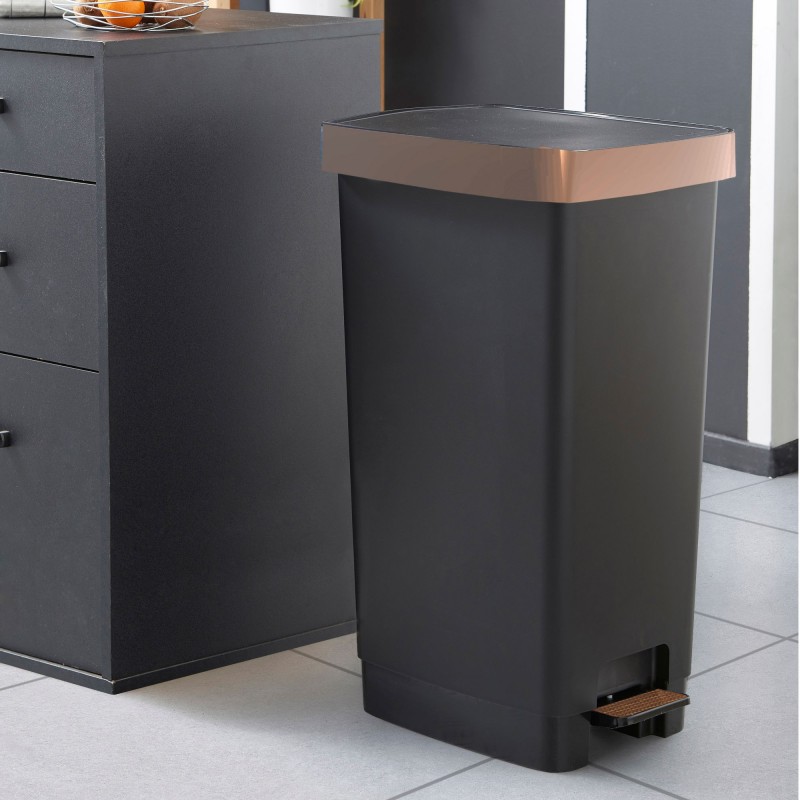 Sundis Poubelle à Pédale 40 Litres Rectangulaire En Plastique Recyclé RING BIN - Cuivre