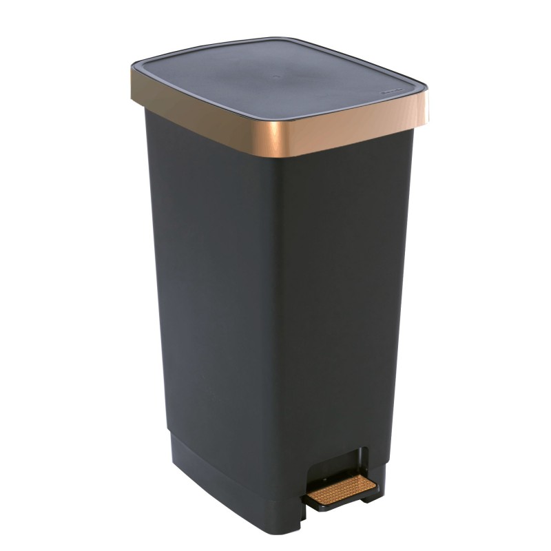 sundis Poubelle à pédale 40 litres rectangulaire en plastique recyclé RING BIN - cuivre