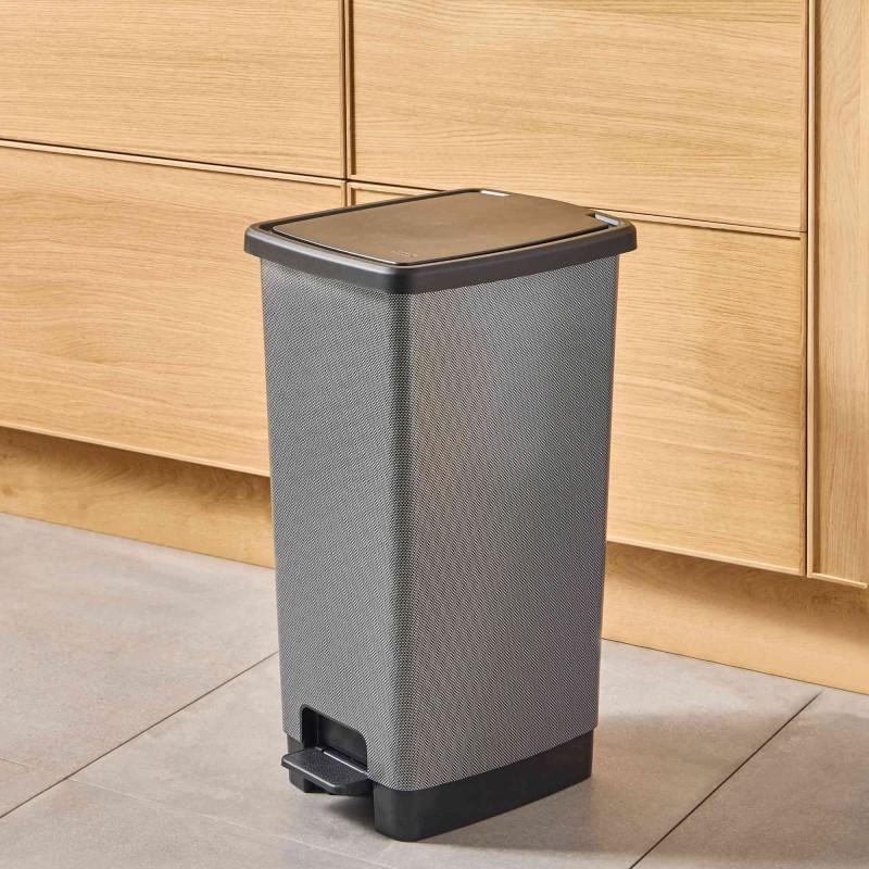 Sundis Poubelle à Pédale 40 Litres Rectangulaire En Plastique Recyclé COVER BIN - Carbone