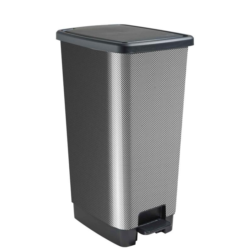 sundis Poubelle à pédale 40 litres rectangulaire en plastique recyclé COVER BIN - carbone