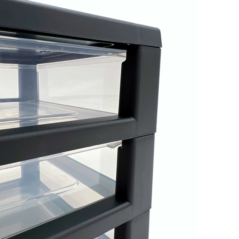 Sundis Tour De Rangement Plastique A4 Orgamix 10 Tiroirs Transparents - Noir