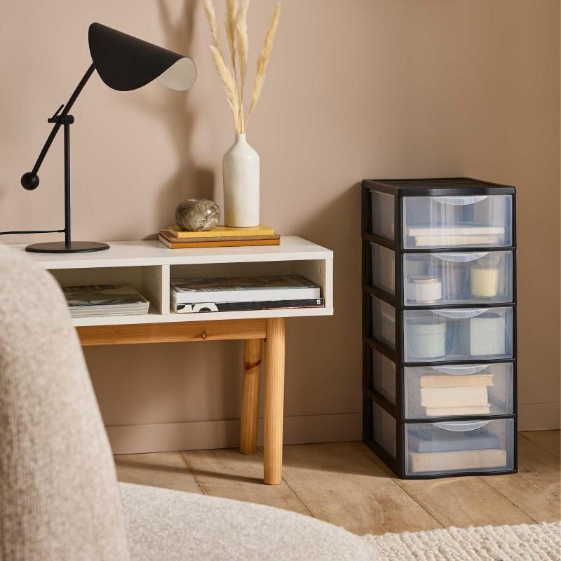 Sundis Tour De Rangement Plastique A4 Orgamix 5 Tiroirs Transparents - Noir
