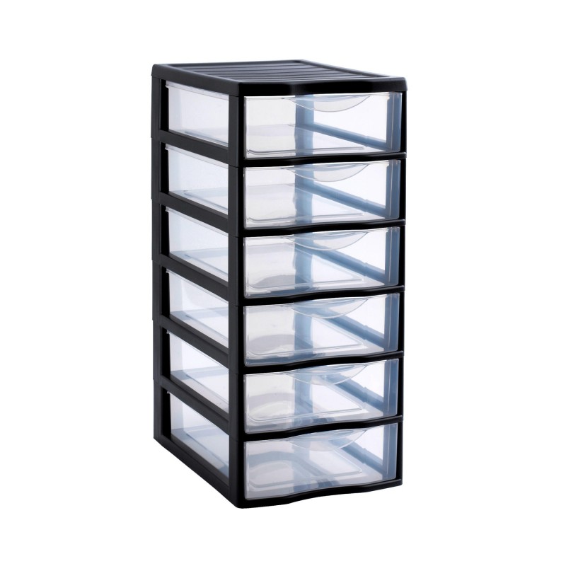 sundis Tour de rangement plastique A4 Orgamix 6 tiroirs transparents - noir