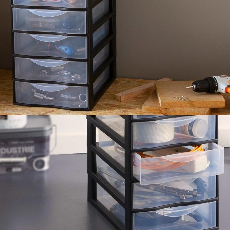 Sundis Tour De Rangement Plastique A4 Orgamix 8 Tiroirs Transparents - Noir