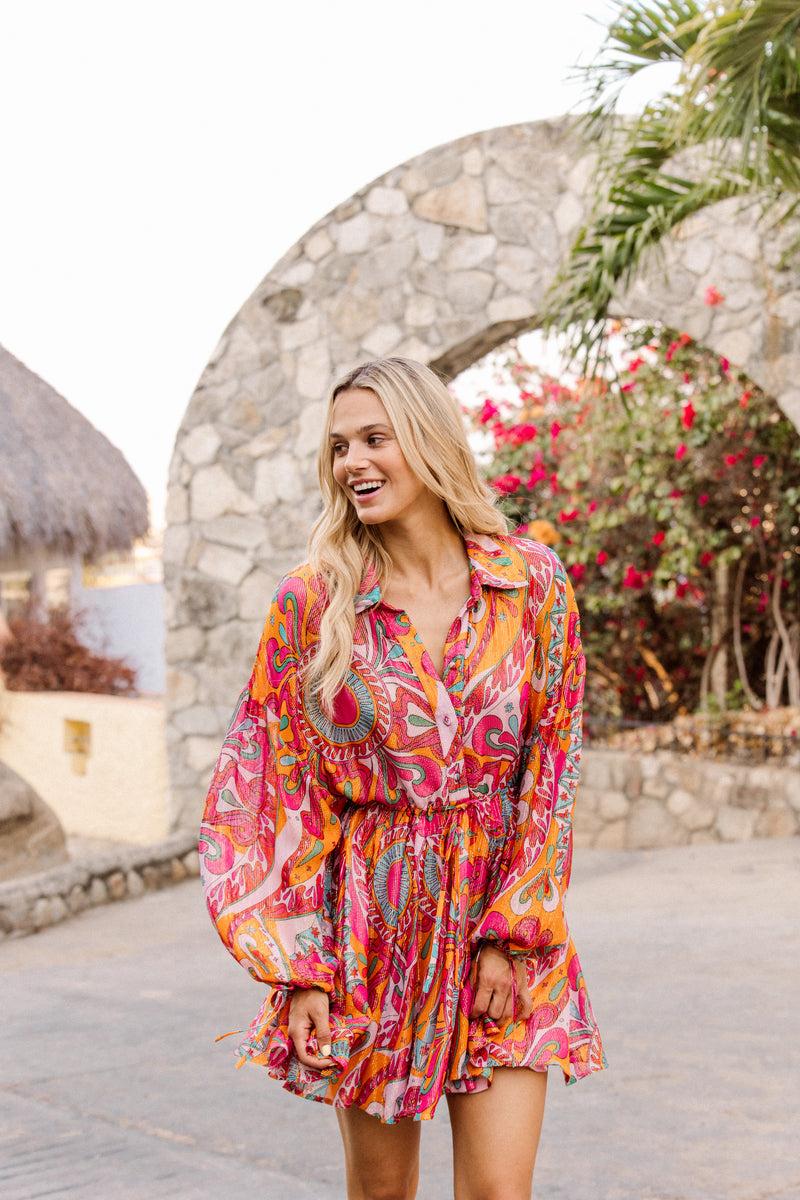 Sundress BLAIR SHORT DRESS MARBELLA HAVANA FRAMBOISE