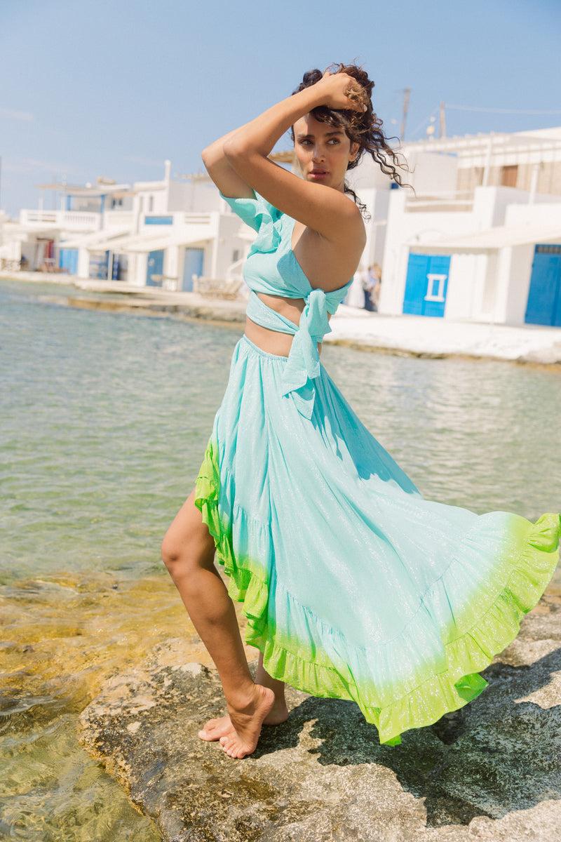 sundress CELESTE SKIRT MARBELLA TIE & DYE POOL AND LIME