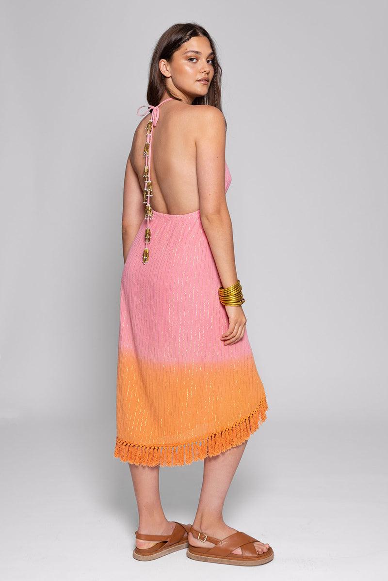 Sundress ADELA DRESS DUBAI TIE & DYE PINK AND ORANGE