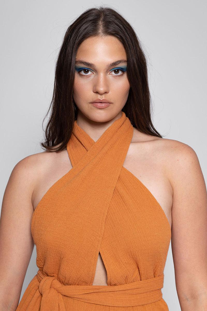 Sundress AMINA DRESS COTTON GAUZE CARAMEL