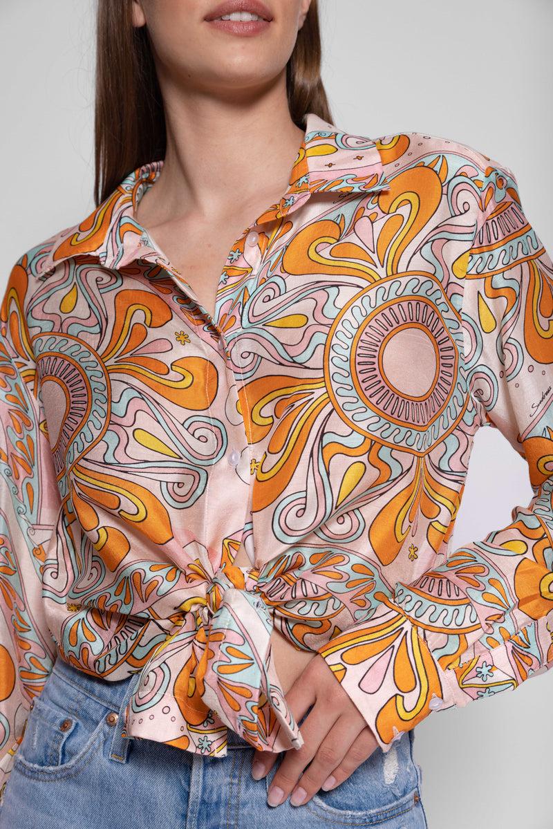 sundress ANTHEA SHIRT HAVANA AQUARELLE