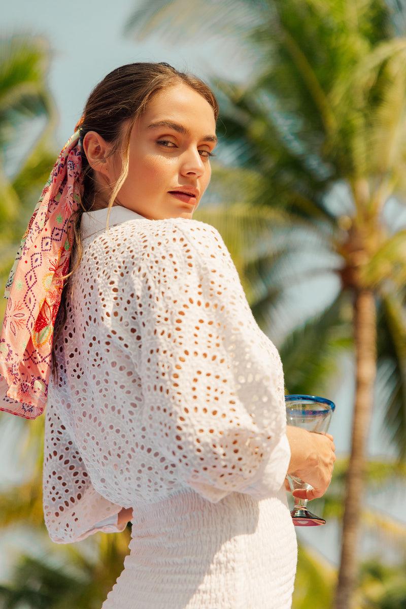 Sundress ARIELLE SHORT DRESS EYELET WHITE