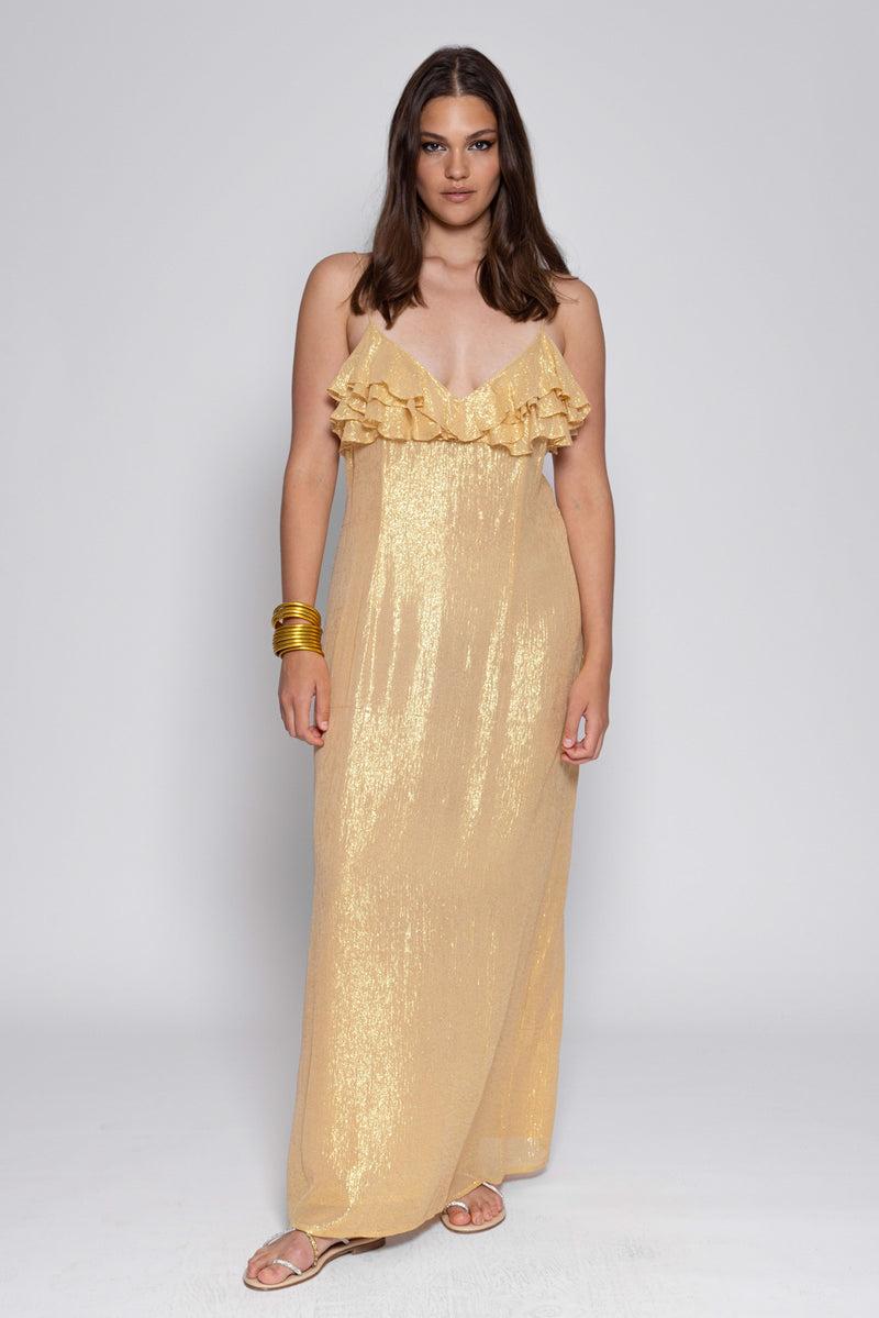 sundress ASALIA LONG DRESS IOS BRIGHT GOLD