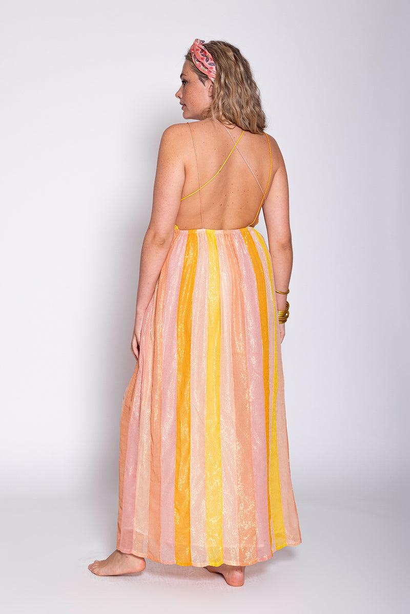 Sundress CALI LONG DRESS MARBELLA MIX PEACH