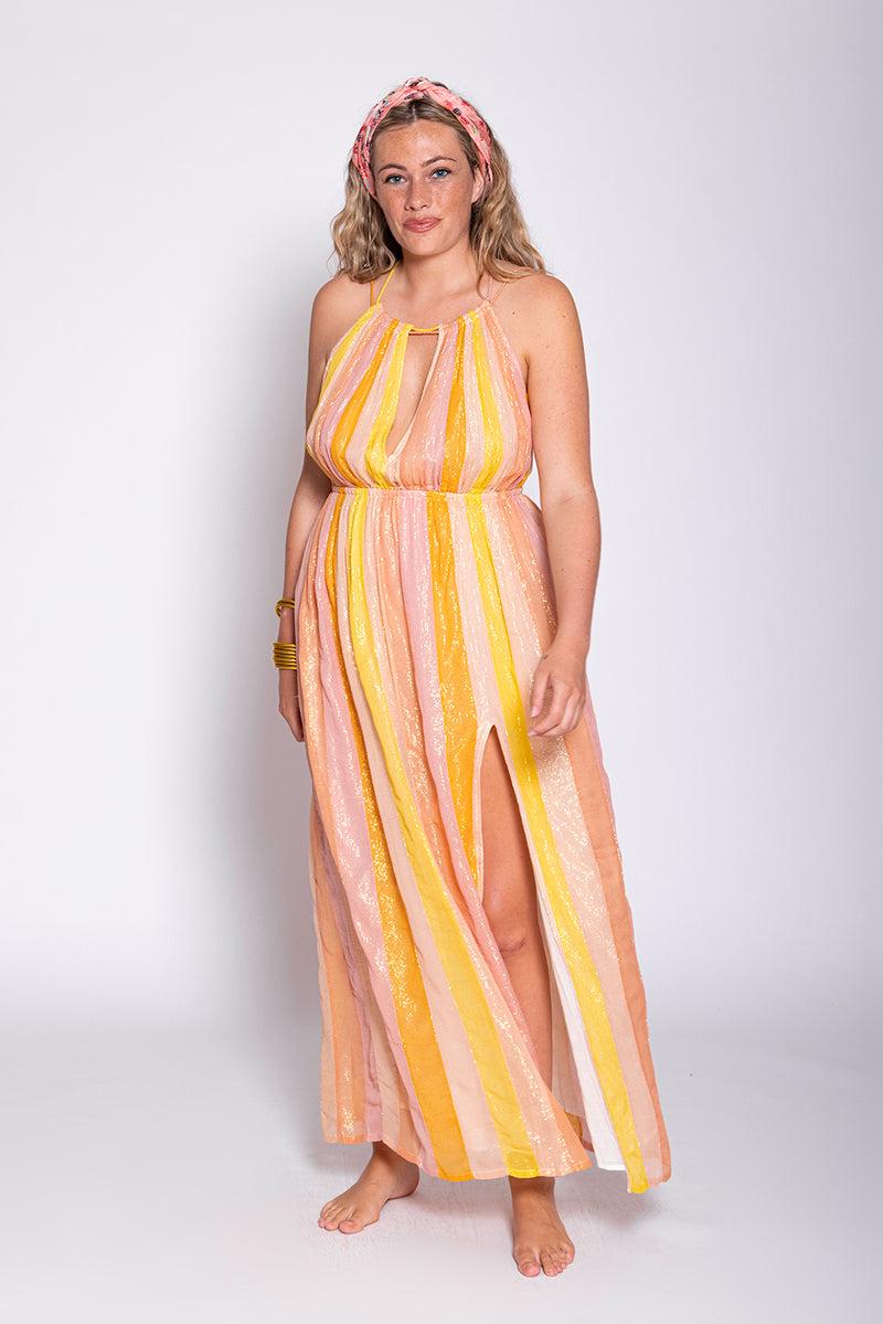 Sundress CALI LONG DRESS MARBELLA MIX PEACH