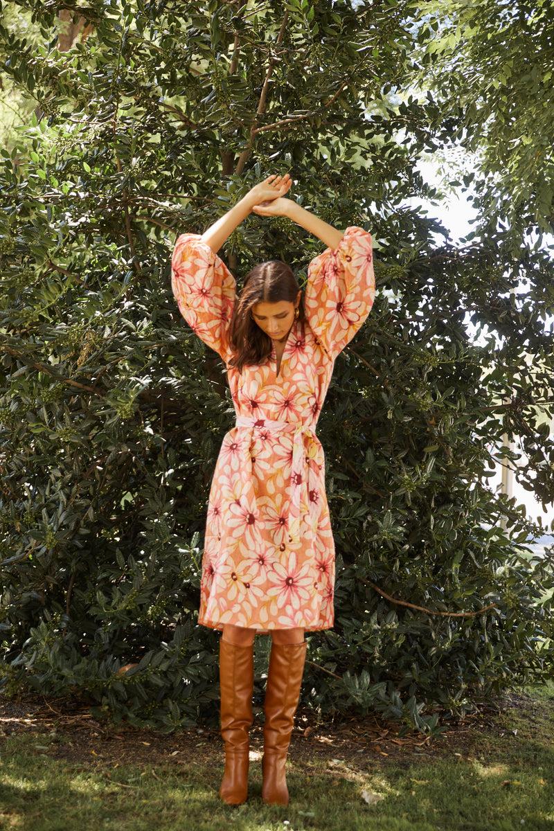 Sundress CARLA LONG DRESS RIVIERA LINEN TAN