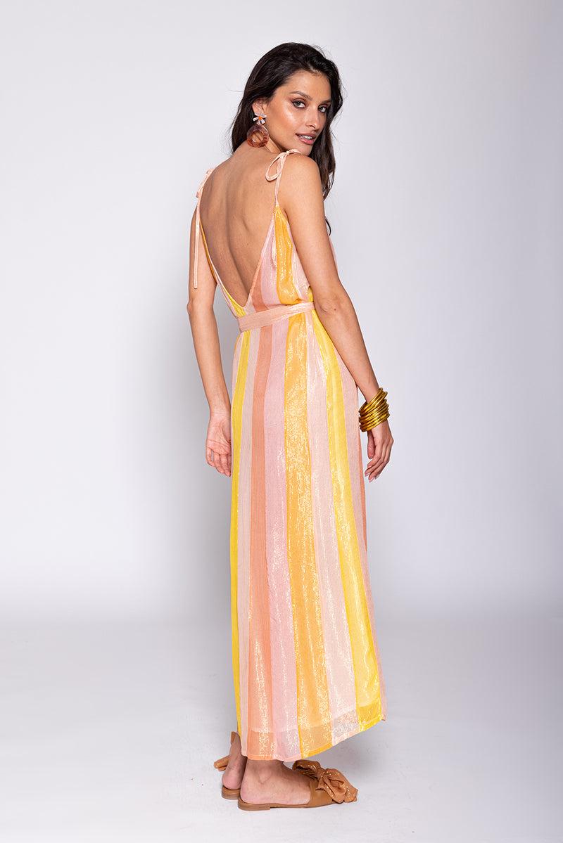 Sundress CARY LONG DRESS MARBELLA MIX PEACH