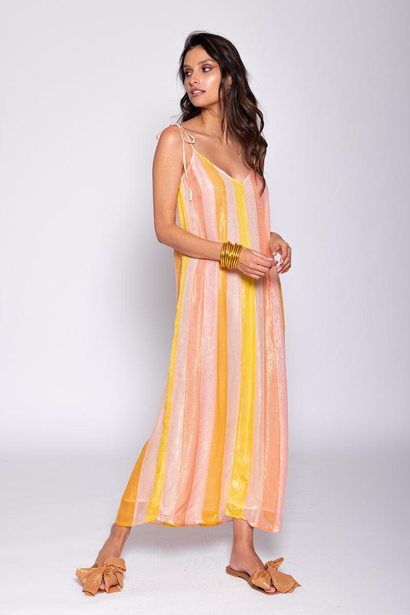 Sundress CARY LONG DRESS MARBELLA MIX PEACH