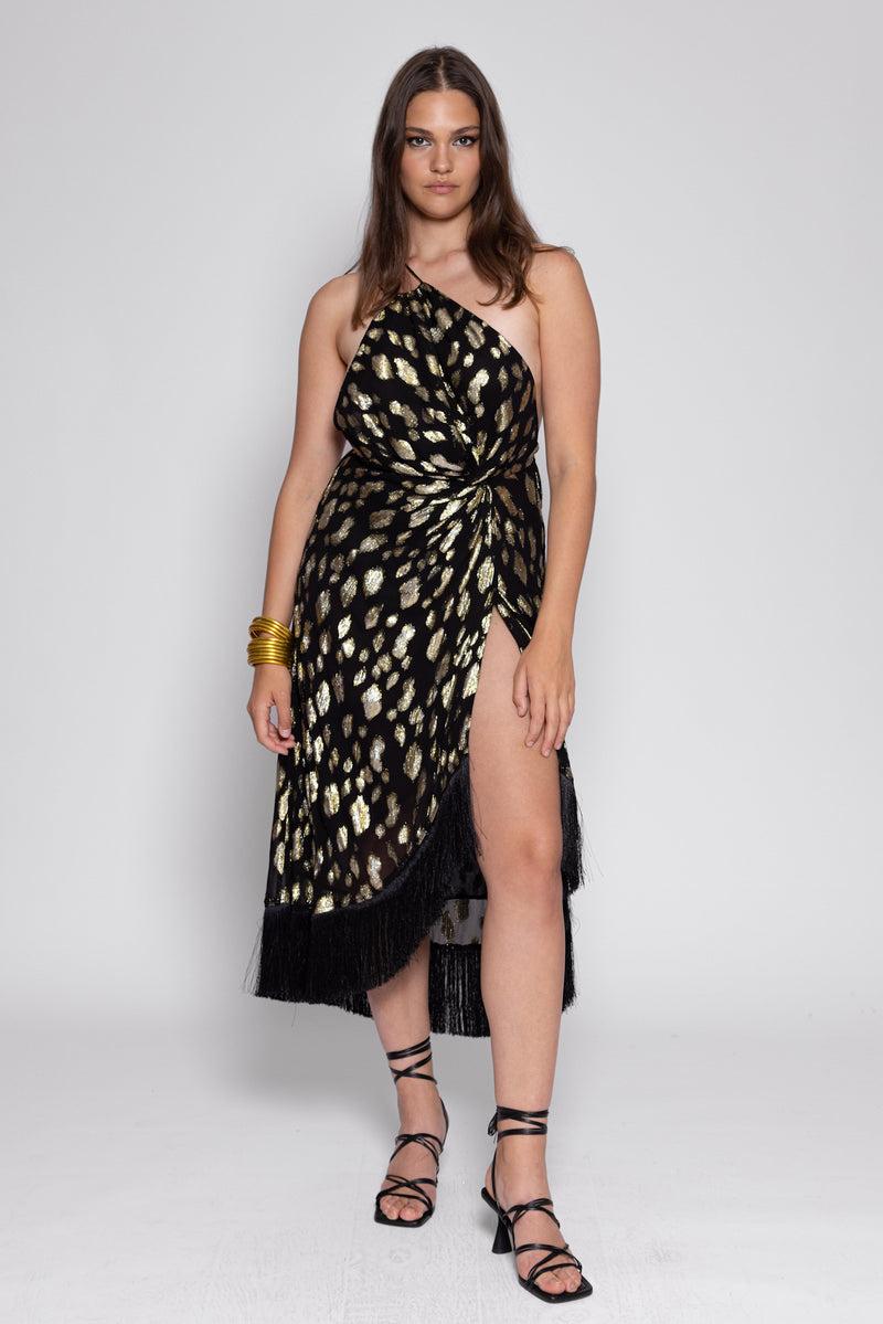 Sundress CELIA LONG DRESS ANKARA BLACK