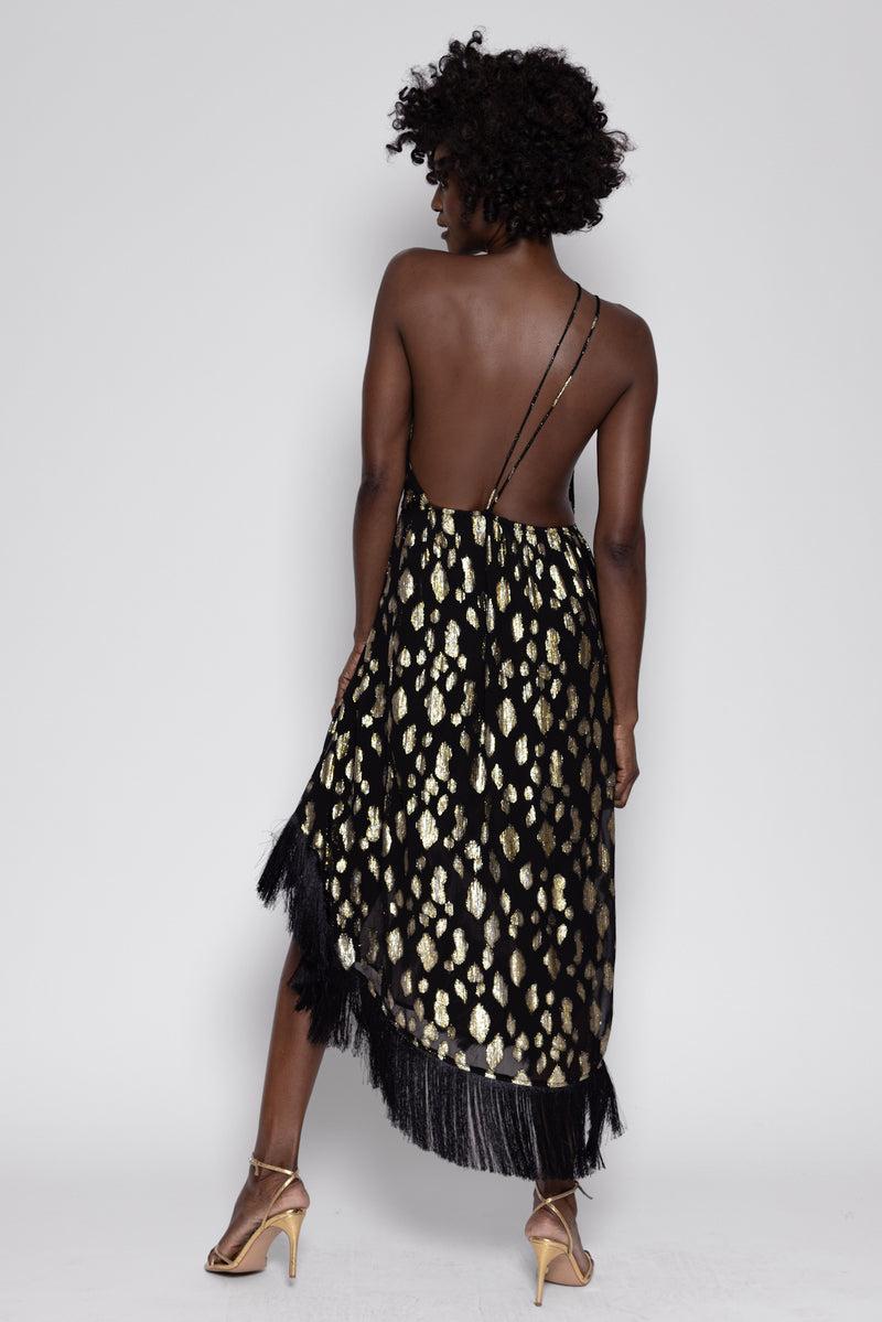 Sundress CELIA LONG DRESS ANKARA BLACK