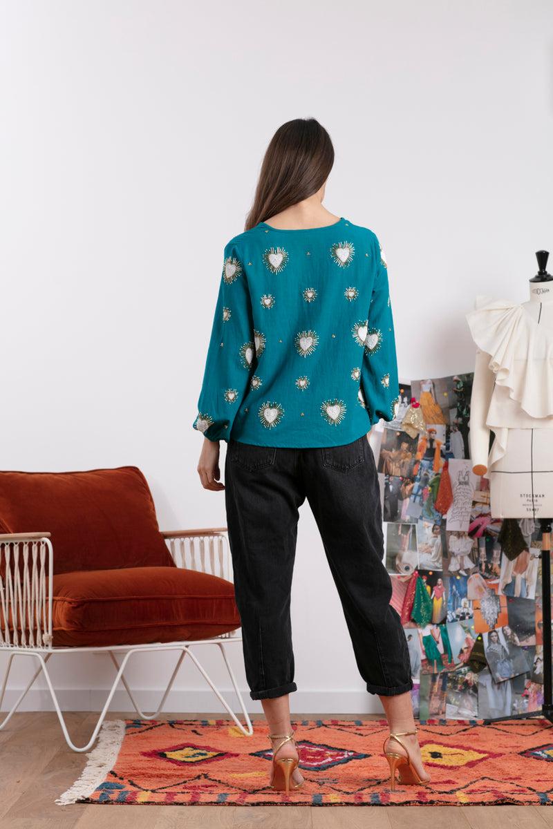 Sundress CHICAGO TOP CANARD & EX VOTO EMBROIDERIES