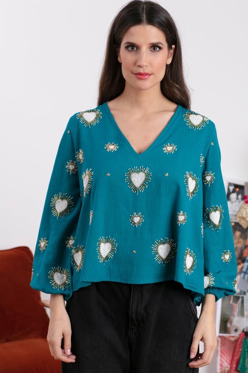Sundress CHICAGO TOP CANARD & EX VOTO EMBROIDERIES