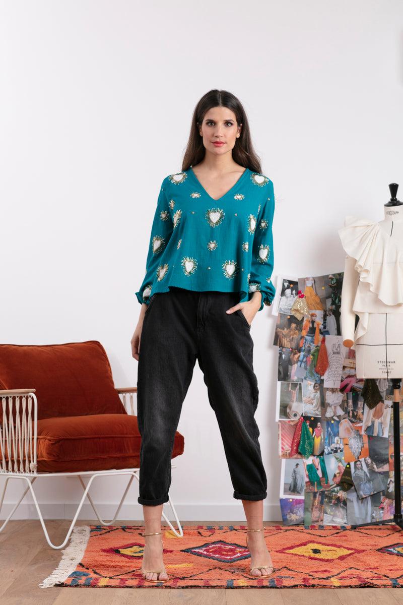 sundress CHICAGO TOP CANARD & EX VOTO EMBROIDERIES